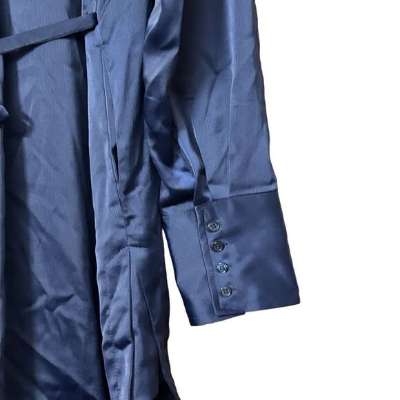 HOUSE OF HARLOW 1960 Women Long Sleeve Button Up Tunic Blouse Small Navy Satin n - Picture 9 of 9